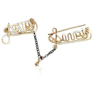 Vintage Jesus Saves Chatelaine Pins with Cross and Gold Filled Wire